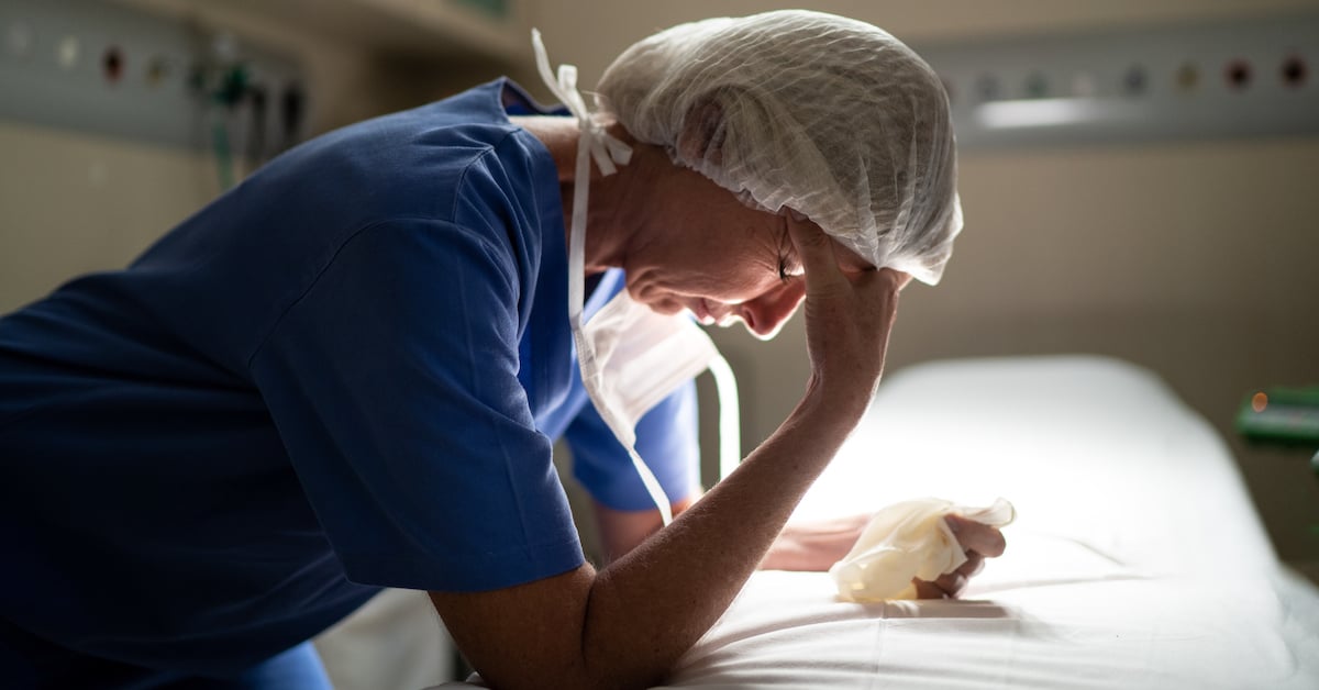 worried surgeon in an operating room